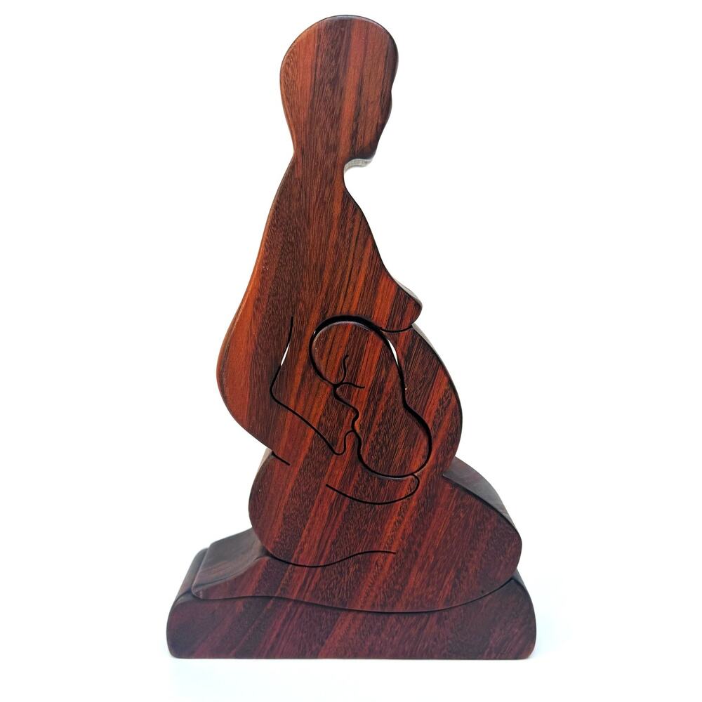 Bob Ameri Signed Mid Century Modern Wood Telesculpture Mother and Child